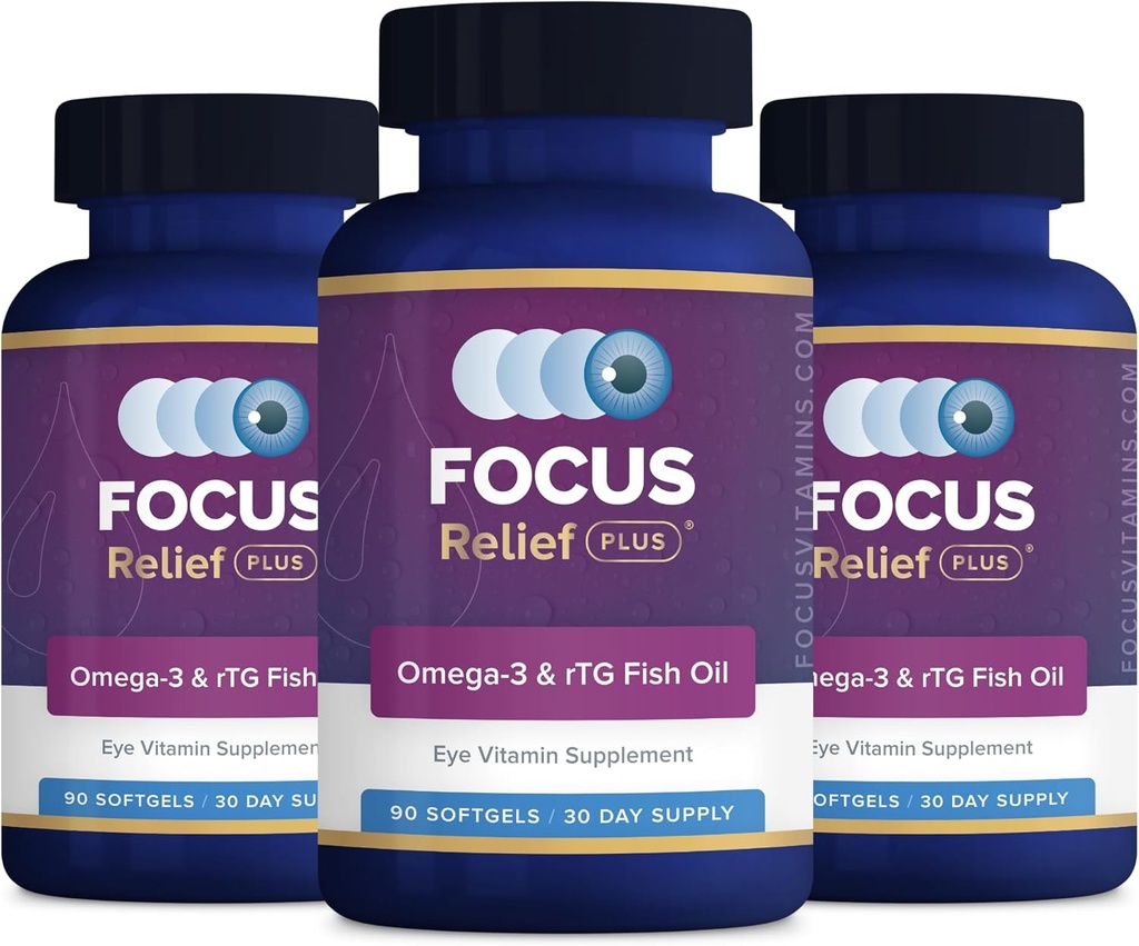 Focus Relief Plus Dry Eye Formula (270 ct. 90 päivän toimitus) Dry Eye Omega 3 täydennysosa - Dry Eye Relief täydennysosa - Omega 3 Kalaöljy kuiva silmä