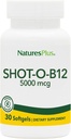 Natures Plus Shot-O-B12 (Cyanocobalamin) - 5000 mcg, 30 Softgels - High Potency, Fast Acting B12 Supplement - Memory & Energy Booster - Glutenfri - 30 portioner
