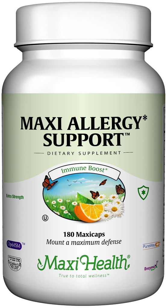 Maxi Health Allergia tuki C-vitamiinia MSM Sinus & nenän terveys, 180