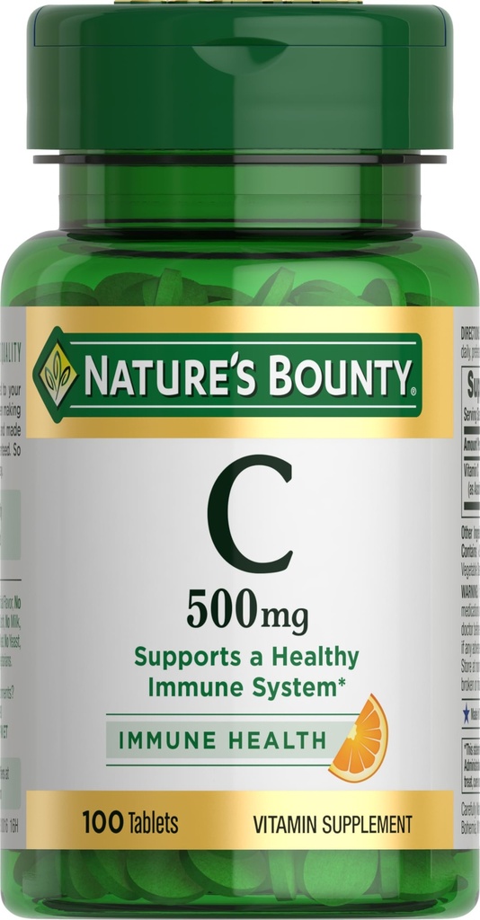 Luonnon Bounty C-vitamiini tabletit, vitamiini täydentää, tukee tervettä immuunijärjestelmää, 500 mg, 100