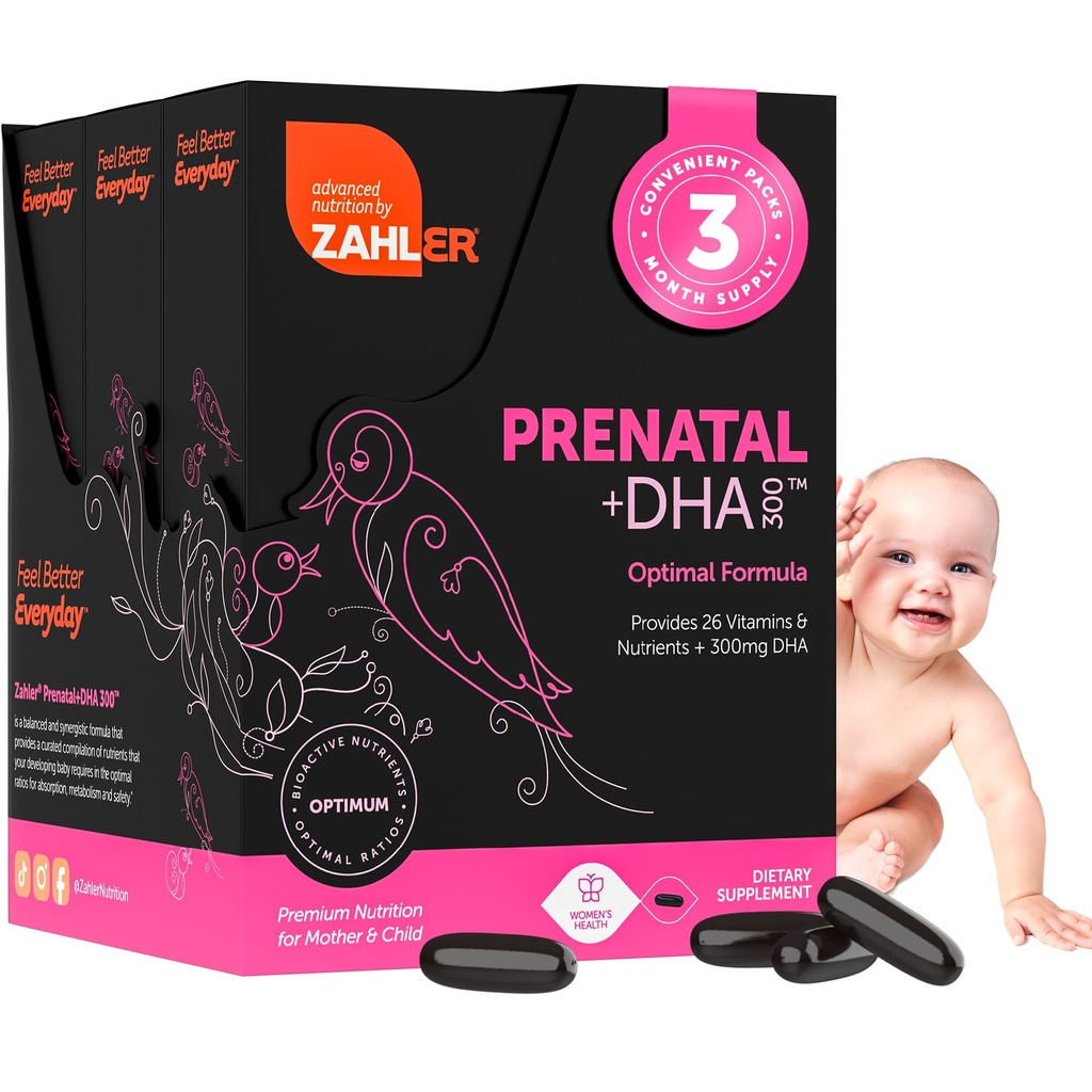 Zahler prenataalinen vitamiini DHA & Folate - DHA täydentää & prenataalinen monivitamiini äidille ja lapselle - Kosher Prenataalinen DHA prenataalinen vitamiineja rautaa, prenataali softgels (180 laatikko 1)