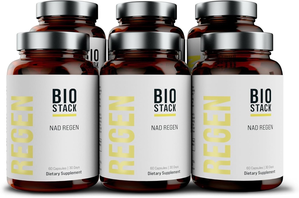 BIOSTACK NAD Regen - Advanced NAD+ NAD3:n, Yüth spermidiinin, Resveratrolin, Niacinamidin, NMNH:n, vaihtoehtoisen NAD3:n, pitkäikäisyyden ja soluterveyden, B3-vitamiinikompleksin (360 kapselia) kanssa.