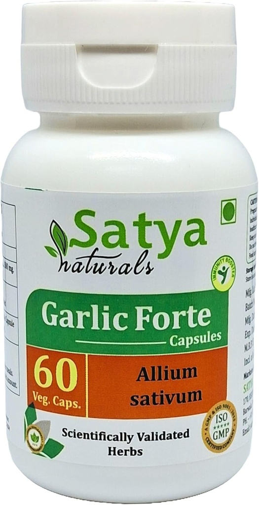 Valkosipuli Forte Kapseli 500 mg. 60 Veg. Kapseli Lahsan (Allium Sativum) Pura kapselit miesten ja naisten Ayurvedic Herbal Supplement/Remedies 10:1 Forte (1 pullo 60 kapselia)