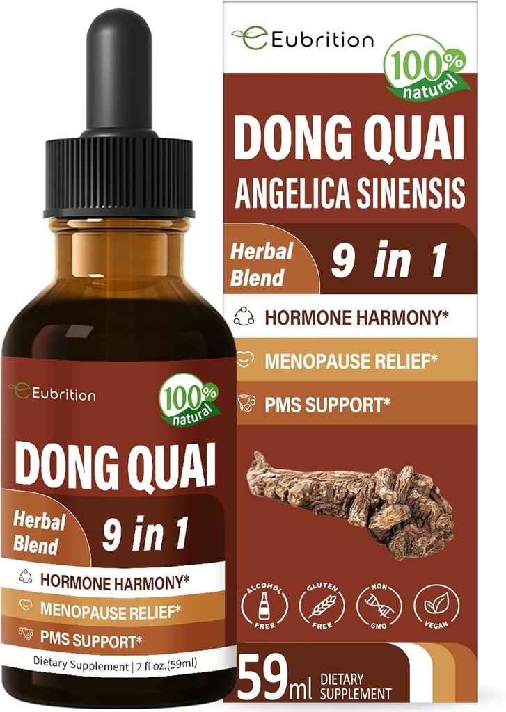 Herbal Tincture, uute Dong Quai, Hormoni Harmony, Menopause Relief & PMS Support. 6 oz-(Apple Flavor)