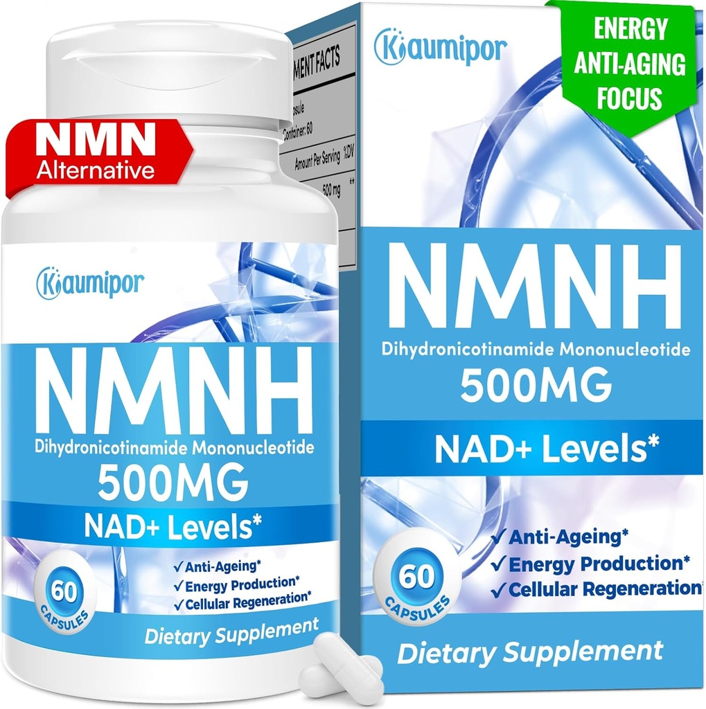 NMNH (Dihydronikotinamidi Mononukleotidi) Vaihtoehtoinen Supplement, 500 mg NAD-lisäaine NAD+ Tasot, anti ikääntyminen, energia, immunisointi, Focus, 60 vegan kapselit