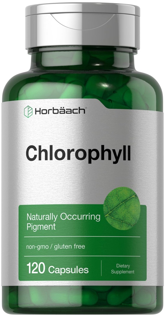 Horbäach Chlorophyll Capsules | 120 greve | Non-GMO och Gluten Free Supplement | Naturligtvis följande pigment