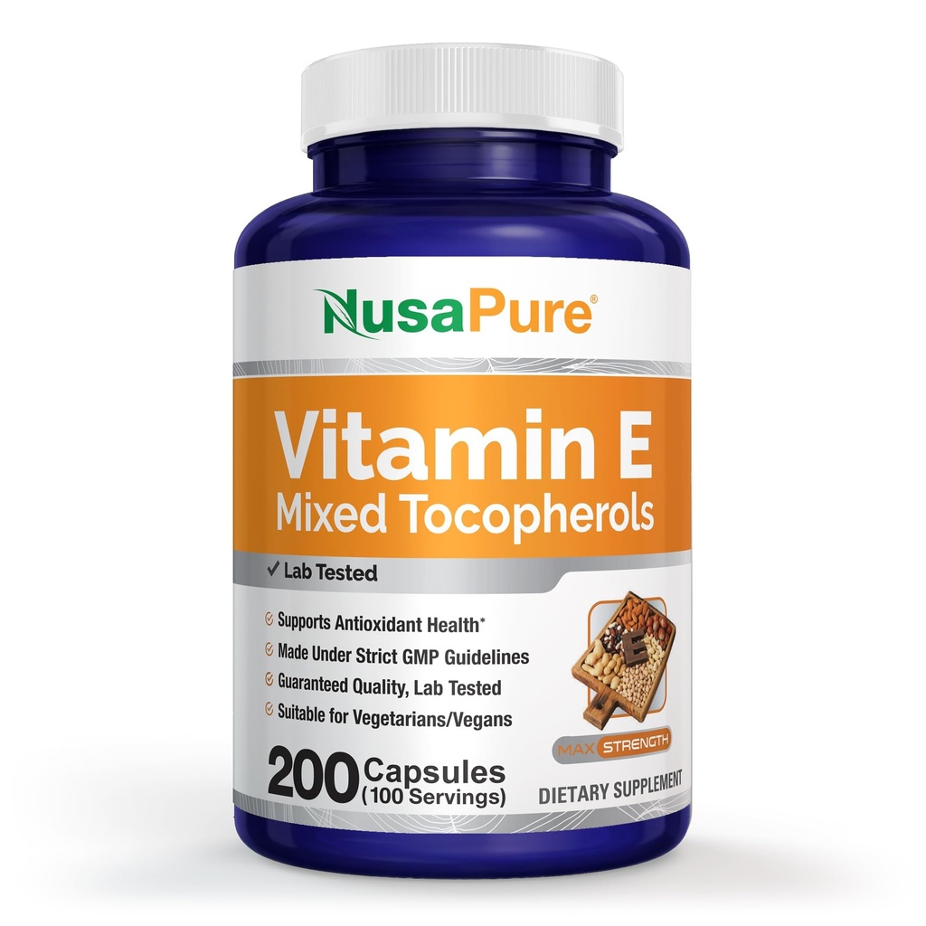 NusaPure Vitamin E 1000 IU 200 tabletter (Non-GMO, Gluten-Free) - Mixed Tocopherols