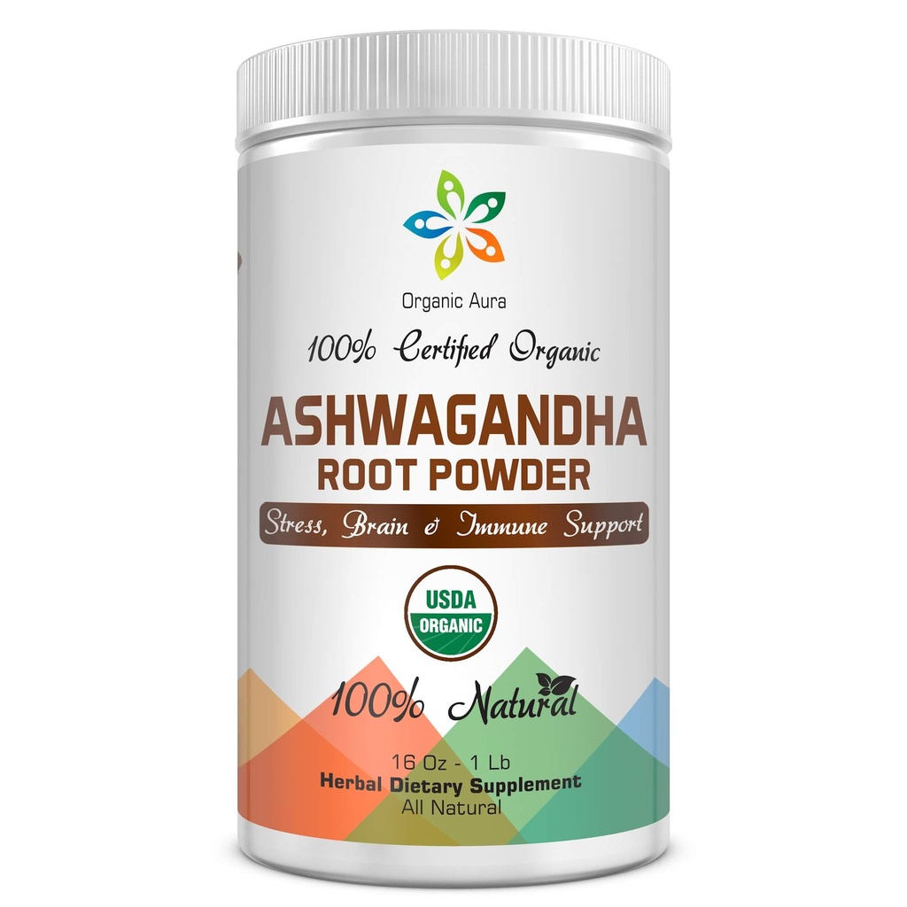 Certified Organic Ashwagandha juurijauhe 16Oz -1Lb. Luonnollinen stressi, aivot ja immuuni tuki. Parantaa yleistä terveyttä. Raakaa superruokaa. 100% luonnon kasviperäistä