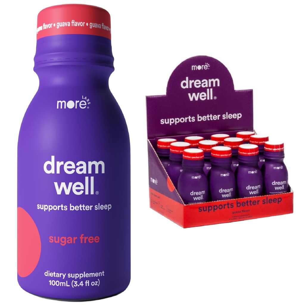 Lisää Labs Dream No, 5MG Melatoniini kokonaisvaltainen unijuoma ratkaisu, ei-huono muoto 5HTP, Lemon Balm, Jujube Seed, Glysiini (paketti 12)