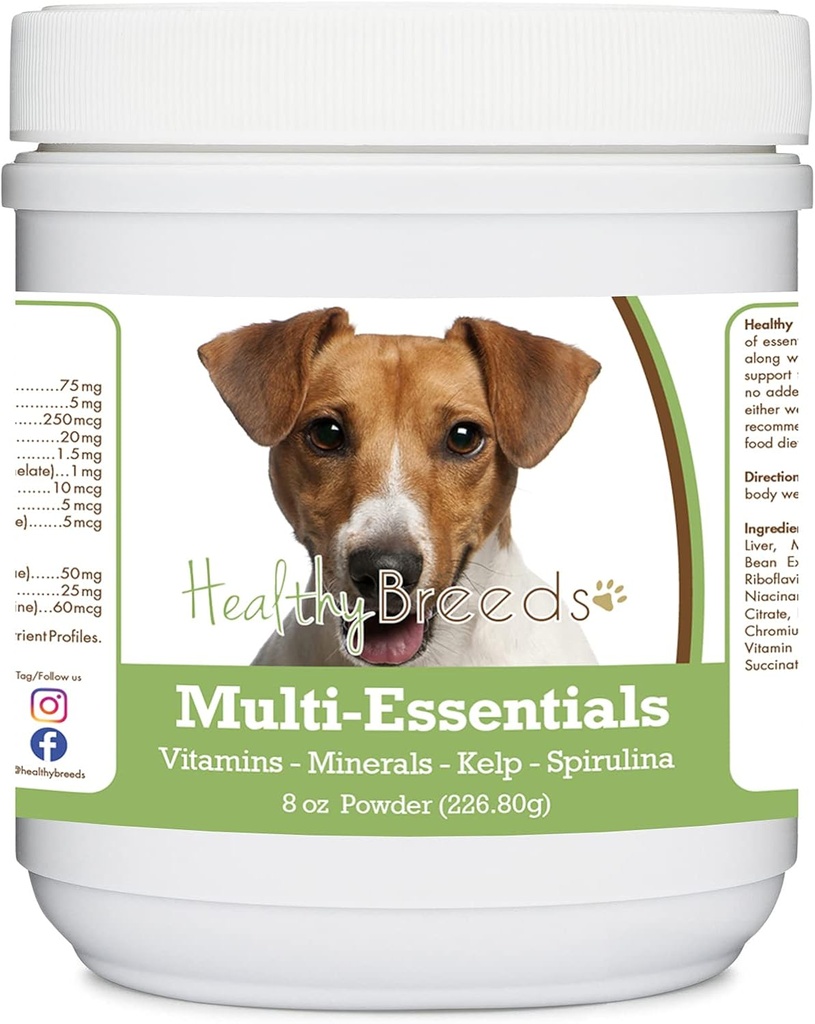 Terveet rodut Jack Russell Terrier Multi-Esentials Powder for Dogs - ihanteellinen täydentää vitamiineja, kivennäisaineita ja antioksidantteja koirallesi - 8 oz