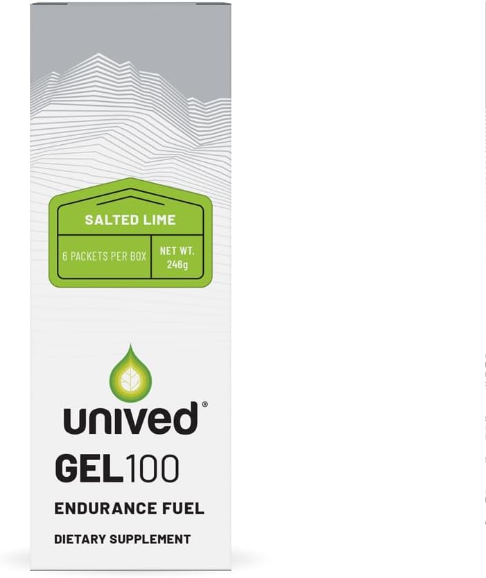 Unived Gel 100 - Vegan Energy Gel Endurance Urheilijat ja pyöräilijät - 100kcal - Suolattu lime - pakkaus 6