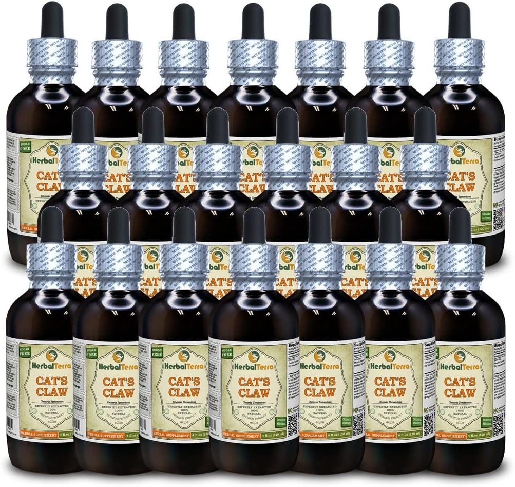 Cat's Claw (Uncaria Tomentosa) Tincture, kuivattu Inner Bark Liquid Extract (Brand Name: HerbalTerra, Proudly Made in USA) 20x4 fl.oz (20x120 ml)