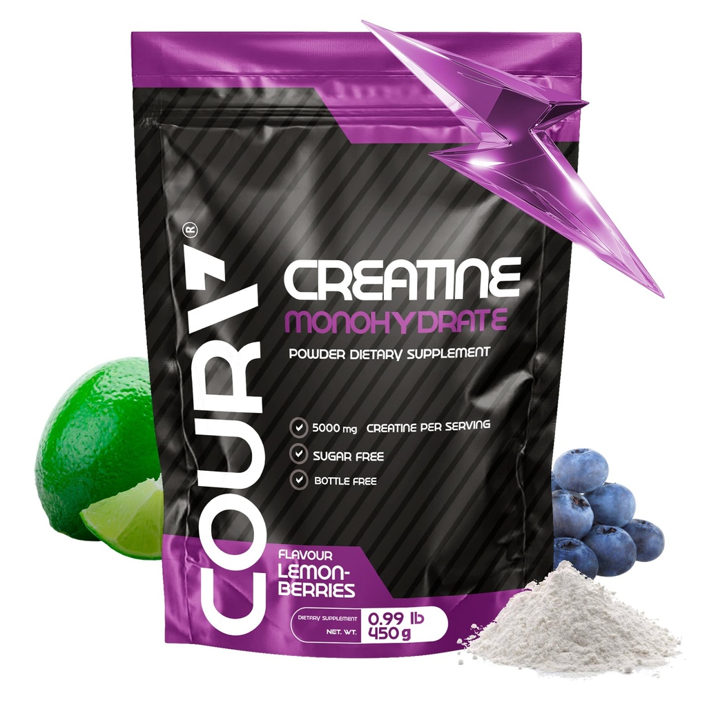 COURA Creatiini Monohydraatti Sitruuna-Berries maku - Urheilu täydentää - vahvuus ja kestävyys - ihanteellinen Intense harjoitukset - Gluteeniton - pullo ilmaiseksi - 450g
