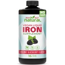 Varför inte naturligt flytande järntillskott för kvinnor, män och barn, Vegan formulering för anemi, socker fri, Vegan, icke-GMO, organisk BlackBerry smak 16 Fl Oz