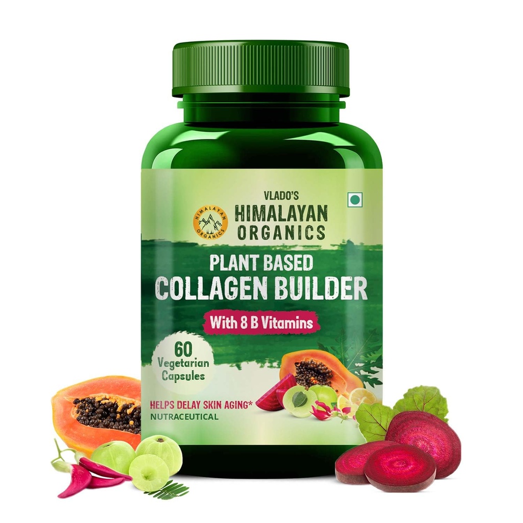 Himalajan Organics Organics Organic Collagen Builder hiuksille ja iholle Biotin & C-vitamiini (60 kapselia)