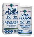Vital Planet - Vital Flora Immuunituki Probiootti, 60 miljardia PMY, 60 Diverse Strains, 7 Organic Mushroom Supplement Blend Prebiootit, Hylly Vakaa Ruoansulatusterveys Probiootit 30 kapselia