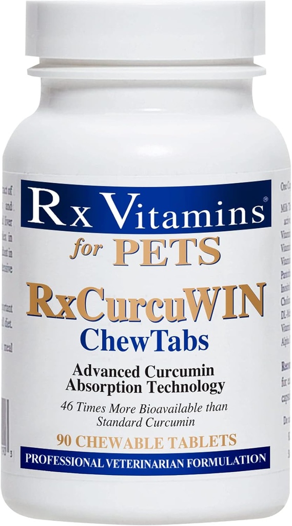 Rx Vitamiinit CurcuWIN Curcumin lemmikeille - kissan immuuni tuki - koiran digestiivinen tuki - 90 lla