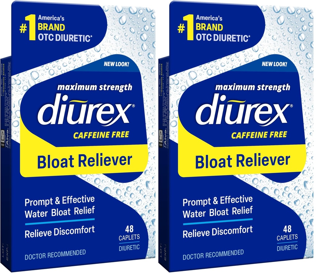Diurex Max - Maximal styrka koffeinfri kostvatten piller - Känn bättre och mindre tung, 48 greve (Pack av 2)