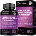 60 Count Quercetin 1000 mg Sinkki 50 mg C-vitamiini 1000 mg D-vitamiini 5000IU Immunomy System Support Supplement Echinacea Ginger Bromelain Sea Moss Valkosipuli Nokkoslevegan kapselit miesten ja naisten Yhdysvallat