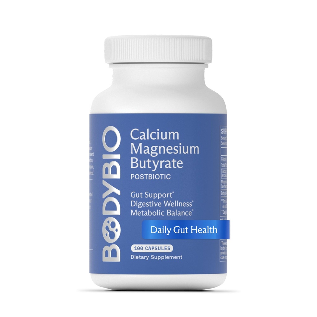 BodyBio Butyrate - Postbiootti Gut Health, Ruoansulatuskanavan tuki, bloat, kaasu & ummetus helpotus, vuotava Gut korjaus - Kalsium, magnesium + butyric Acid Supplement for GI hyvinvointi