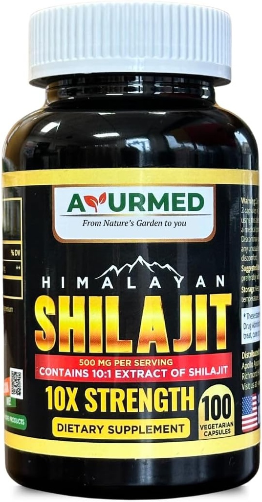 Pure Organic Himalajan Shilajit Kapselit (Shilajeet) miehille ja naisille - 5000 mg Ekvivalentti - Natural Energy & Stamina Booster - 100 Veg Kapselit Valmistettu USA - Fulvic Mineral Supplement
