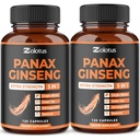Zolotus Korean punainen Panax Ginseng + Ginkgo Biloba, Ashwagandha, Beetroot, Vihreä tee - 120 kapselia (paketti 2)