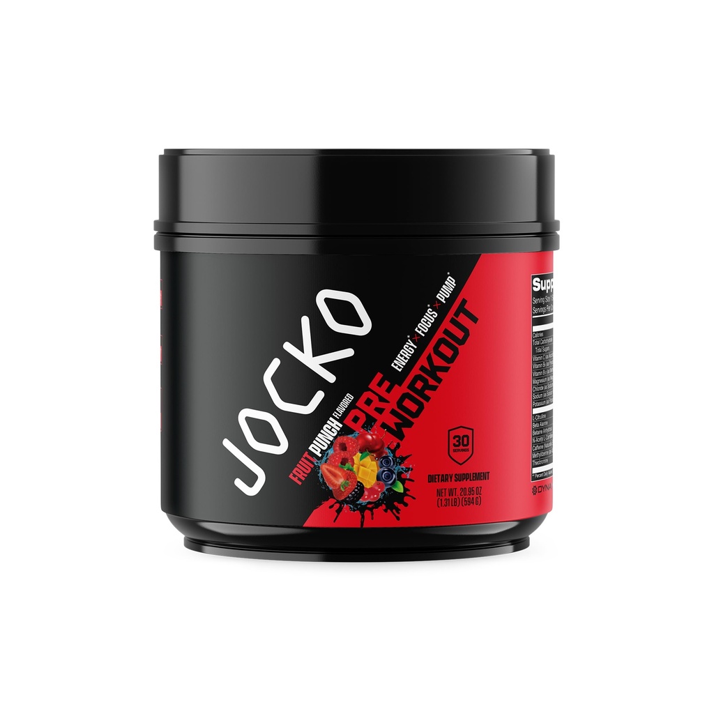 Jocko Fuel Pre Treenout for Men & Women - High Stim Low Sugar Blend Beta Alanine + L-Citrullline, Tuki Lihaspumppu, energia, & Recovery, 200mg kofeiini hedelmän lyönti, 30 tarjoilua 1,31lbs (594 G)