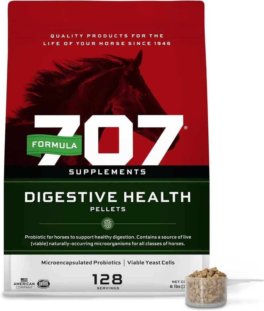 Formel 707 Digestive Health Equine Supplement, 8lb Bag - Probiotika, Prebiotika och Digestive Enzymes för hästar