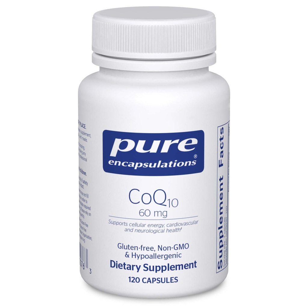 Rena inkapslingar Q10 60 mg | Coenzyme Q10 Supplement för energi, antioxidanter, hjärna och cellulär hälsa, kognition och kardiovaskulärt stöd* | 120 kapslar