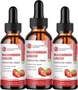 (3 Pack) Magnesium Glycinate Liquid Drops, High Absorption Magnesium Liquid med Bromelain, vitamin B6 C D, Magnesium Supplement för barn och vuxna, Night & Muscle Support, Strawberry Flavor