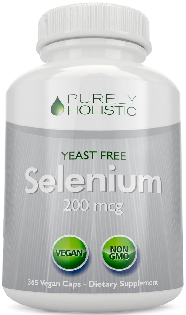 Selenium 200mcg - 365 Vegaanikapselia ei tabletteja - puhdas ja rasvaton L-selenometioniini parempaan imeytymiseen - Kilpirauhasen, sydämen ja immuunijärjestelmän tuki - antioksidantti trace Mineral - valmistettu Yhdysvalloissa