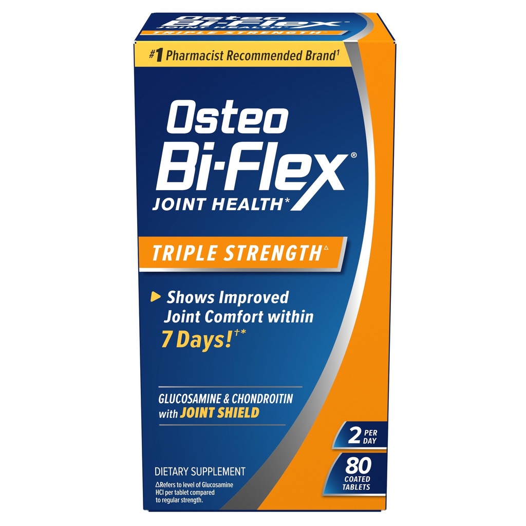 Osteo Bi-Flex Triple Strength, glukosamiinikondroitiini C-vitamiinin kanssa Yhteinen terveys täydentää, päällystetty tabletti, 80