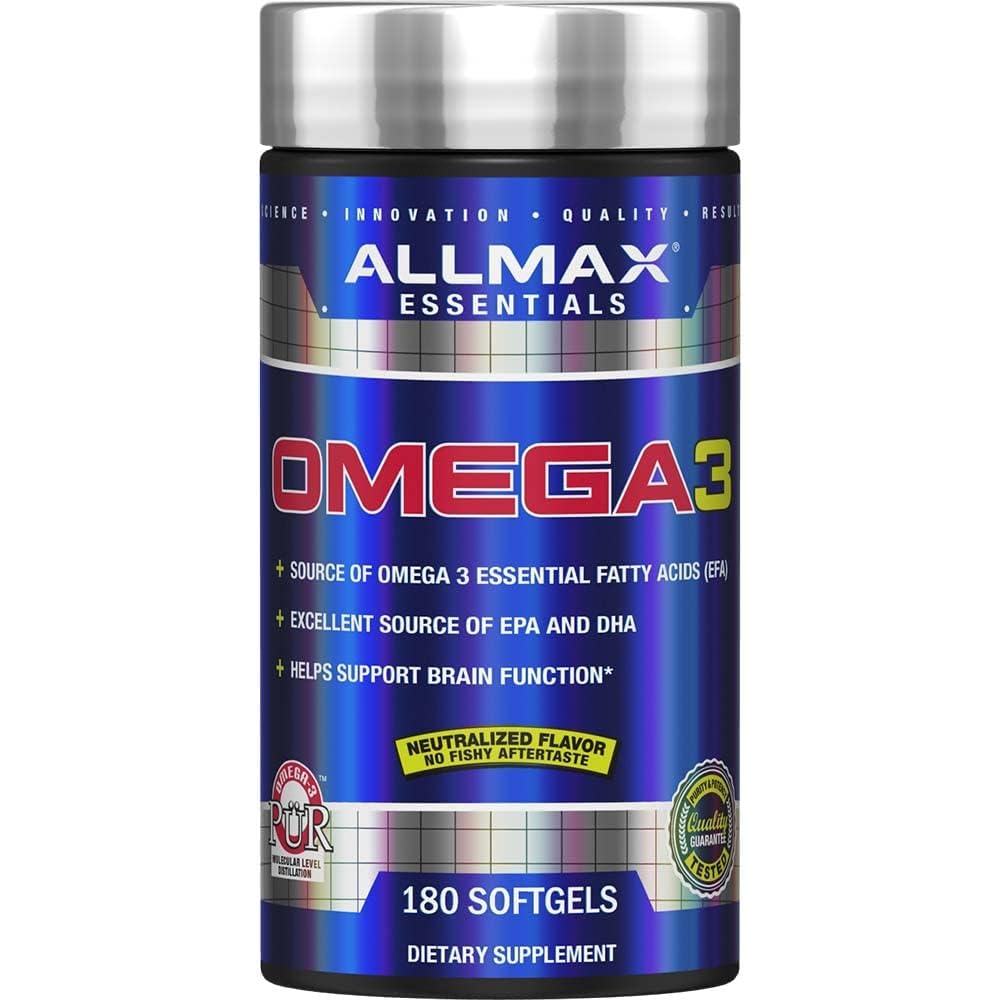 ALLMAX Nutrition Omega 3 Ultra-Pure Kylmävesikalaöljykonsentraatti, 180