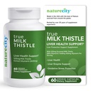 NatureCity TrueMilkThistle | Milk Thistle Supplement 525mg | Milk Thistle (80% silymarin) som innehåller 420mg Silymarin | Antioxidant Support | Liver Support Supplement | 60 Veggie Capsules