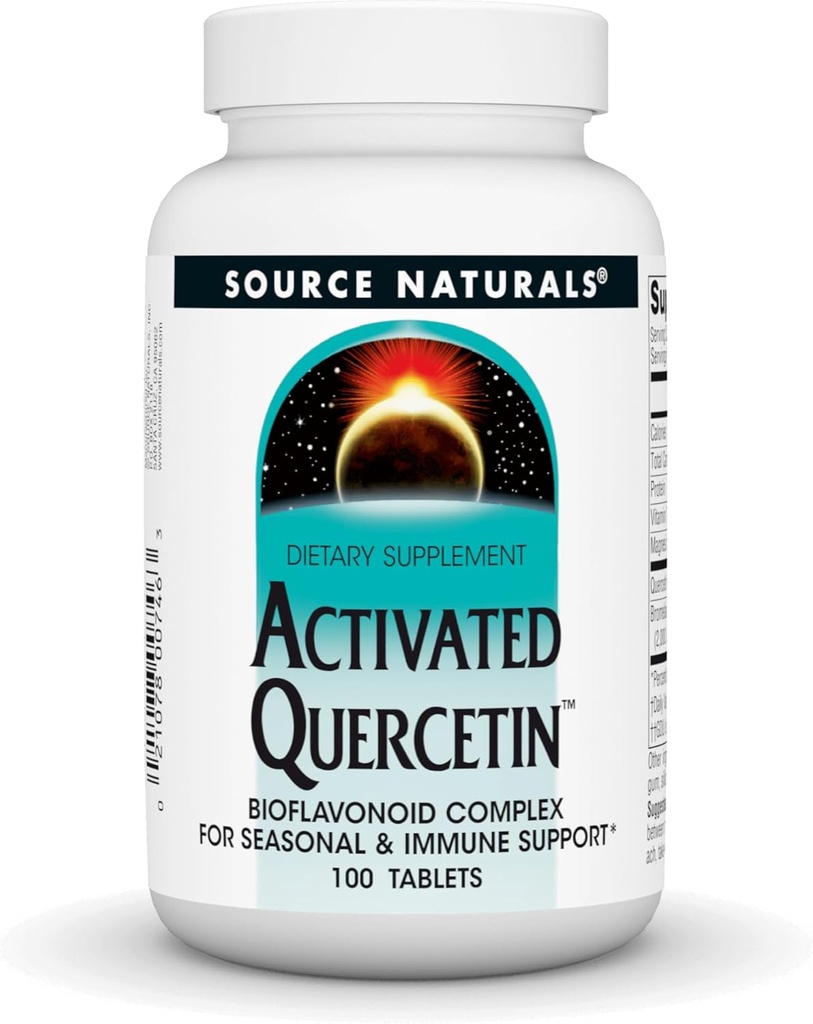 Source Naturals Activated Quercetin - Plant-Deriped Bioflavonoid Complex - Seasonal & Immuuni puolustus - 100 tablettia
