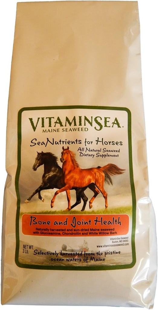 VITAMINSEA Horse Kelp Kuivattu merilevä Täydennysosa Kaikki Luontainen Ravintoaineet hevosille Kelp Flakes kanssa Glukosamiini, Kondroitiini, White Willow Bark varten luun ja Joint Health 10 LB