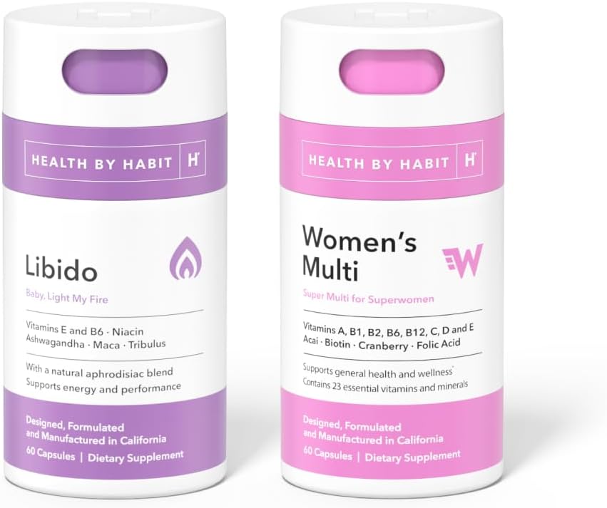 Health By Habit Feeling Yourself Kit - Libido Blend (60 kapslar) & Women's Multi Supplement (60 kapslar), Non GMO, Sugar Free