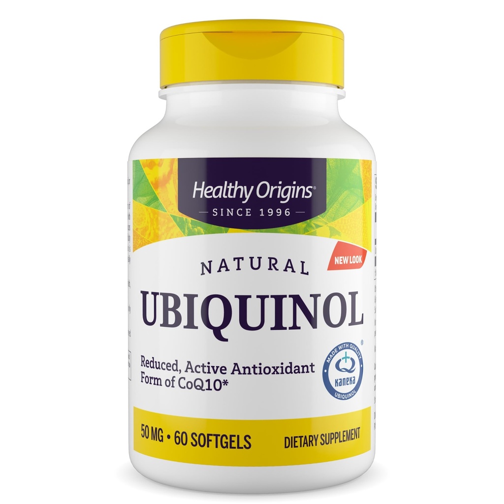 Terve Origins Ubikinol (Active Form of CoQ10), 50 mg - Kaneka Ubiquinol Supplements for Heart Health & Antioxidantti Support - Gluteeniton & ei-GMO-liite - 60 Softgels