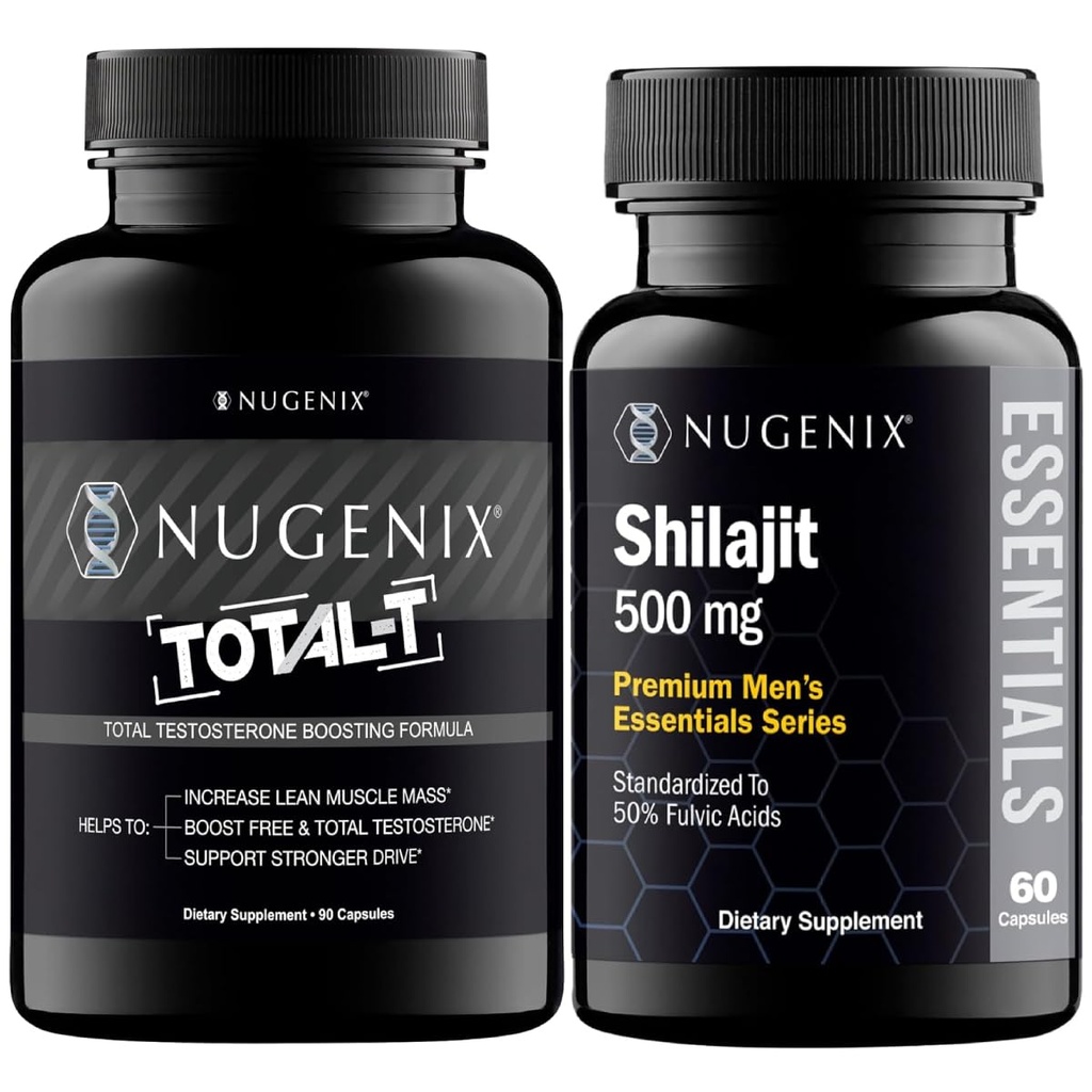 Nugenix Essentials Shilajit ja Total-T Testosteroni Booster miehille