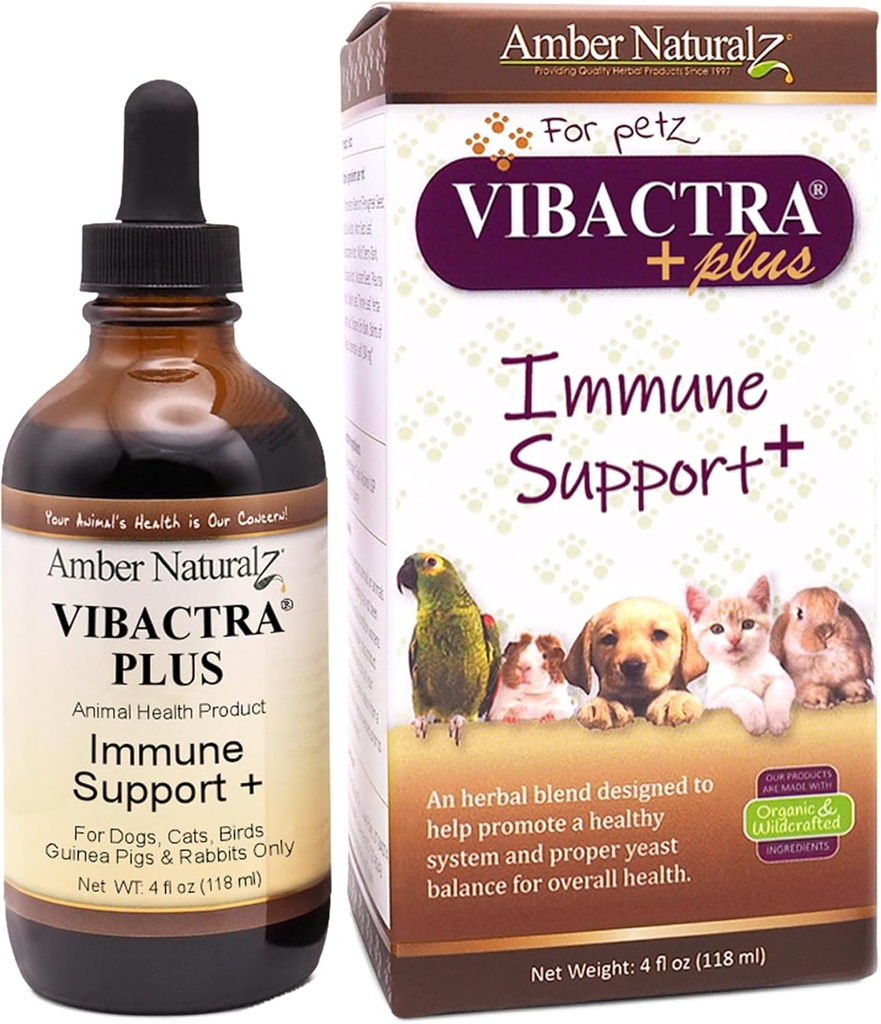 Amber NaturalZ Vibacctra Plus Herbal Supplement koirat, kissat, linnut, Guinean siat, ja kanit ... Yrtit Immuuniterveyden ja hiivatasapainon ...