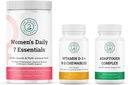 Naisten päivittäin 7 Essentials, D3-vitamiini + K2 purut & Adaptogen Complex Bundle