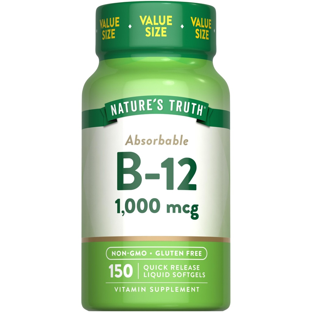 Naturens Sanning Vitamin B12 | 1000 mcg | 150 Softgels | Non-GMO & Gluten fri tillägg