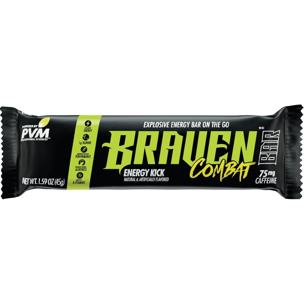 Braven Combat Energy Kick Energy Bars kofeiinilla (1,59 oz, pakkaus 20) On-The-Go Energy Bars 75 mg kofeiini ... Gluteeniton energia Välipalat ... Vaihtoehtona energia Chews kofeiini
