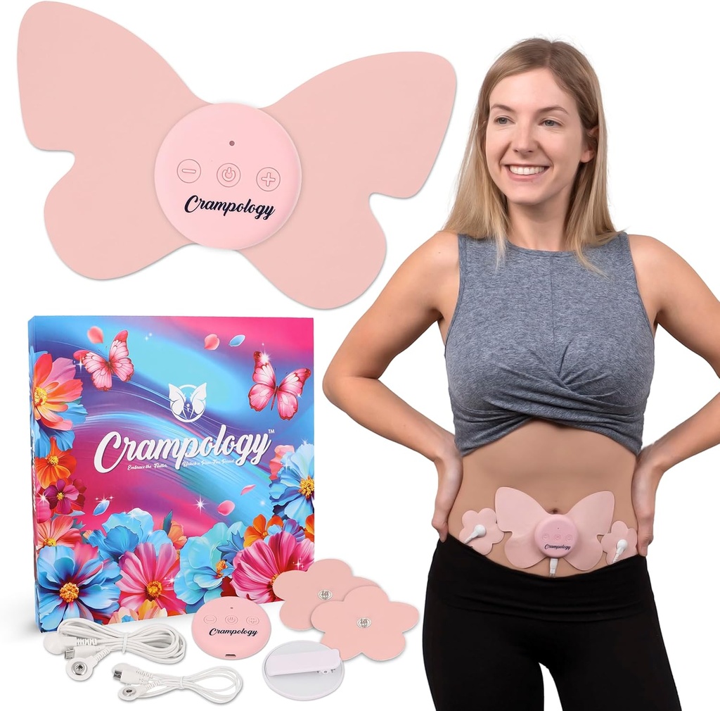 Helpotus Vaaleanpunaiset ja periodit Krampit Pain Relieveing Device, Kramp hieronta Menstrual ja Lower Back Ache, vähentää Endometriosis Discopfort, PMS TENS yksikkö, langaton tai lanka, Natural Cycle Support