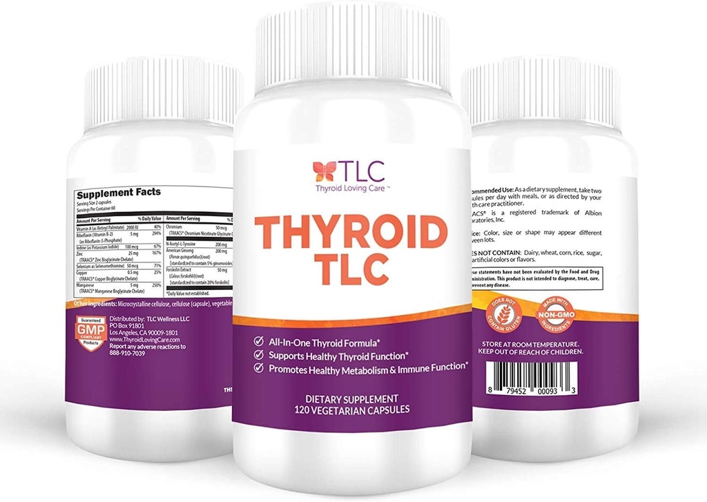 Thyroid TLC - All-in-One Thyroid Support Formel med jod, selen och maganese (120 vegetariska kapslar)