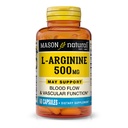MASON NATURAL L-arginin 500 mg med kalcium- stöder hälsosam cirkulation och vaskulär funktion, kväveoxidtillskott, 60 kapslar