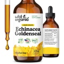 Luonnonvarainen ja orgaaninen Echinacea Goldenseal Tincture - Immunotuki Drops Echinacea ja Goldenseal juuriuute - Vegaani, sokeri ja alkoholiton nestemäinen täydennysosa - 4 fl oz
