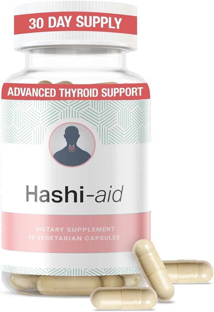IBDAssistTM Hashi Aid Kilpirauhastuki naisille ja miehille - Kilpirauhaslisä Hashimoton tautiin ja kilpirauhasen vajaatoimintaan* - pakkauksessa Ashwagandha, seleeni, sinkki, olennaiset vitamiinit & enemmän - 30 kapselia