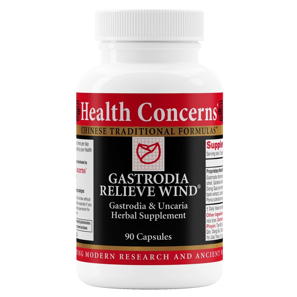 Terveys huolestuttaa Gastrodia Relieve Wind Päänsärky, huimaus ja maksan tuki Kiina kasviperäisten Formula Gastrodia, Uncaria, Skullcap, & Dong Quai ...