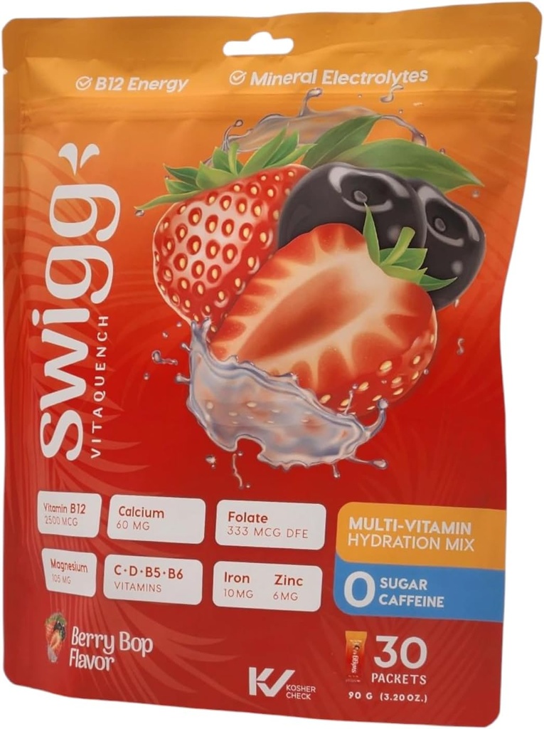 Electrolytes Powder Packets Daily Multi Vitamin Water Hydration Packet Powder No Sugar 2500 mcg B12, C + D + B6, Folate, Iron Zinc + Mer